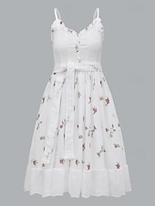 cheap Boho Dress-Women&#039;s Mini Dress Casual Dress Summer Dress Slip Dress Boho Dress Vintage Vacation Daily Going out Regular Fit Floral Sleeveless Straps Black White Summer