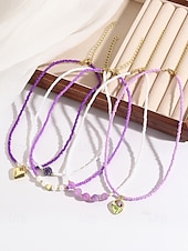 cheap Women&#039;s Necklace-Women&#039;s Colorful Beaded Layered Necklace Set – Boho Evil Eye, Pearl, and Charm Accents – Adjustable Summer Jewelry for Teens and Young Women – Ideal for Beach, Festivals and Casual Wear