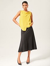 economico Bluse e camicie-camicetta senza maniche con collo a cappuccio giallo chiaro