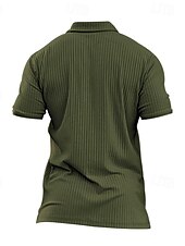 baratos Rua-Homens Camisa polo de algodão Camisa de golfe Casual Esportes Lapela gola pólo com nervuras Manga Curta Moda Básico Tecido Clássico Verão Primavera Todas as Estações Normal Preto Branco Verde cáqui