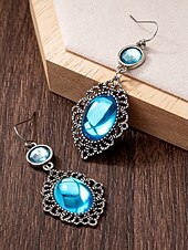 abordables Boucle d&amp;#39;oreille pour femme-Boucles d&#039;oreilles pendantes gothiques vintage pour femmes avec pierre précieuse rouge, design pendant en filigrane d&#039;argent antique pour fête d&#039;Halloween et cosplay