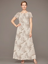 preiswerte Bodenlänge-A-Linien-Kleid für die Mutter der Braut, elegant, luxuriös, U-Boot-Ausschnitt, bodenlang, Chiffon, Spitze, kurze Ärmel, mit Rüschen, 2025