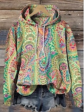 abordables Sweats à capuche-Femmes Sweat à capuche Graphique Chaud ancien Mode manche longue À capuche Hauts Réguliers Rue Tenue Quotidienne Fête Imprimé Rouge Bleu Violet Marron Vert Automne Hiver