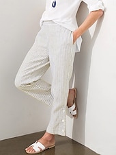 economico Pantaloni-Per donna Chinos Vacanza Casual Lunghezza intera Vita Alta A righe Tasca Fascia Elastica Stampa Comodo Morbido Confortevole Micro-elastico All&#039;aperto Streetwear Esercito verde Nero Rosa Blu Estate