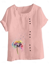 ieftine Cămăși-Pentru femei Bluză Floral Grafic Stilat Casual Manșon scurt Stil Nautic Topuri obișnuite Zilnic Ieșire Nasturi Imprimeu Alb Roz Îmbujorat Mov Maro Trifoi Vară Primăvară