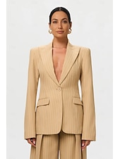 cheap Mom&#039;s Pant Suits-Women&#039;s Strip Suits Two Piece Mother of the Bride Wedding Pant suits  Elegant Vintage Shirt Collar Floor Length Polyester Long Sleeve