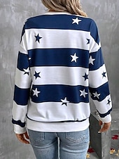 abordables Hauts Rayés et Géométriques-Femmes Sweatshirt Pull Graphique Rayé ancien Mode Occasionnel manche longue Col ras du cou Hauts Réguliers Rue Tenue Quotidienne Occasionnel Imprimé Noir Bleu Vert Kaki Printemps Automne Hiver