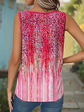 billige Blomstrete tanktop-Dame Camisole Tank Top Blomstret Grafisk Årgang Stilfull Fritid Ermeløs V-hals Vanlige topper Daglig Trykt mønster Gul Rød Blå Lilla Grønn Sommer Vår