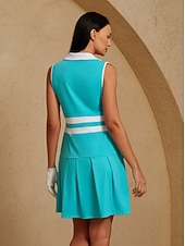 billiga Golfklänningar-Dam golfklänning Sjöblå Svart Marinblå Ärmlös Klänningar Golfkläder för damer Kläder Outfits Bär kläder