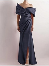 cheap YELLOW-Yellow Dress High Fashion Mustard Dress Mermaid / Trumpet Evening Gown Cocktail Dress Formal Wedding Floor Length Sleeveless Off Shoulder Satin with Ruched Details Slit 2025