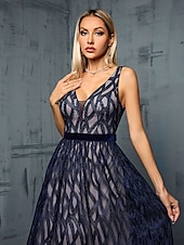 cheap BLUE-A-Line Quinceanera Dresses Elegant Dress Formal Wedding Floor Length Sleeveless V Neck Lace V Back with Pleats