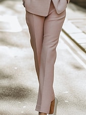 baratos Terninhos de calça da mamãe-Conjuntos de Tweed Femininos com Pérolas Blazer e Calça para Mãe da Noiva Elegante Lapela Comprimento até o Chão Poliéster Mangas Longas Com Capa