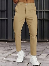 abordables Chinos-Homme Dress Pants works Pantalons de golf Pantalons Chinos Boutons Avec Poches Uni Confort Formel Soirée Travail Mode Style Classique Kaki Beige Micro-Élastique