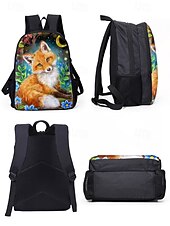 economico Zaini per Bambini e Adolescenti-Set di zainetto a forma di volpe per bambine delle elementari, composto da 3 pezzi: borsa per il pranzo e astuccio, simpatico zainetto con animali del bosco per il ritorno a scuola e l'uso quotidiano.