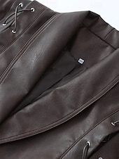 economico Giacche in finta pelle-Per donna Giacca in Ecopelle Caldo Confortevole Allacciato Tasca Moda All&#039;aperto Semplice All&#039;aperto Streetwear Uscire Regolare Collo ripiegato Vestibilità regolare Manica Lunga Capispalla Nero
