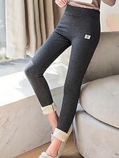 billige Fleece-fôrede leggings-Dame Fleecebukser Leggings Gatemote Fritid Full lengde Naturlig عادي Elastisk midje Hold Varm Dagligdagstøy Ut på byen Gateklær lysegrå Mørkegrå Vinter Normal