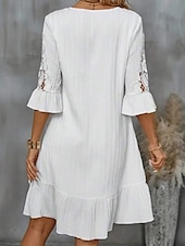 ieftine Topuri din dantelă-Pentru femei Rochie Mini Rochie albă Rochie de dantela Rochie casual Clasic Modern Manșon Flare cuff În aer liber Vacanță Ieșire Fit regulat Simplu Manșon Jumate În V Alb Vară