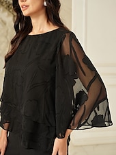 voordelige Kant Tops-Dames Kanten overhemd Blouse Geklede topjes Chiffon-topjes Effen Kleur Bloemig Grafisch Elegant Stijlvol Basic Halve mouw Flutter mouw Boothals Normale tops Bruiloft gast Werk Dagelijks Asymetrische