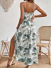 levne Elegantní květinové šaty-Dámské Midi šaty Květinové šaty Letní šaty Slip Dress Šaty s potiskem Módní Klasické Moderní Dovolená Denní Jdeme ven Běžný Květiny Bez rukávů Popruhy Rubínově červená Vodní modrá Trávová zelená Léto