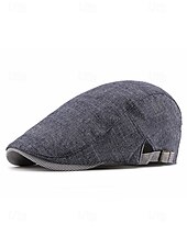 preiswerte Herrenhüte-Verstellbare Schiebermütze aus Leinen für Herren, leichte, atmungsaktive Zeitungsjungenmütze mit Streifendetail, Vintage-Ivy-Cap-Stil für Freizeitausflüge und den Alltag