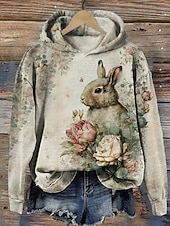 cheap Floral Tops-Women&#039;s Pullover Hoodie Sweatshirt Floral Graphic Elegant Warm Active Long Sleeve Hooded Regular Tops Street Dailywear Casual Print White Pink Purple Green Khaki Spring Fall Winter