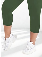 abordables Sports Grande Taille &amp; Grossesse-Femmes leggings de pilates Jambières Capri pantalon de sport Avec Poches Léger Pilates Salle de sport Course Leggings Capri Couleur Unie Gris foncé Noir Vert Véronèse Grande taille Des sports Tenues