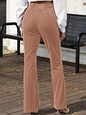 economico gamba larga e vita alta-Per donna Pantaloni a zampa Pantaloni Eleganti Streetwear Casual Lunghezza intera Naturale Semplice Elastico in vita Comodo All&#039;aperto Confortevole Vacanza Streetwear Marrone scuro Nero Rosa Autunno