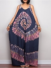 olcso nyomtatott jumpsuit-Női Szabályos Jumpsuitek Alkalmi Batikolt Ujjatlan Széles lábszár Terített nyak Zseb Nyomtatott Utca Napi Normál Fekete Arcpír rózsaszín Sötétkék Nyár