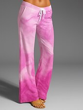 baratos perna larga e cintura alta-Mulheres Atrevido Férias Vintage Estilo Étnico Comprimento total Cintura Alta Gráfico Abstrato Perna larga Secagem Rápida Respirabilidade Macio Sem Elasticidade Ao ar livre Férias Esporte Preto Rosa