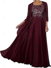 preiswerte Bodenlänge-Zweiteilig Kleid-Sets Brautmutterkleid Elegant Einfach Quadrathals Bodenlang Chiffon Ärmellos mit Einfarbig 2025