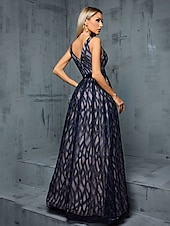 cheap BLUE-A-Line Quinceanera Dresses Elegant Dress Formal Wedding Floor Length Sleeveless V Neck Lace V Back with Pleats