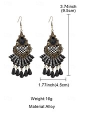 abordables Boucle d&amp;#39;oreille pour femme-Boucles d&#039;oreilles pendantes gothiques vintage en alliage pour femmes avec pierre noire et perles rouges, bijoux fantaisie pour fête d&#039;Halloween pour style punk rétro