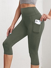 olcso Sima leggings-Női Capri nadrágok Nadrág Leggingek Alkalmi Borjú-hossz Természetes Sima Zseb Rugalmas derék Szabadtéri Kényelmes Vakáció Alkalmi lilásvörös Haditengerészet Fekete Katonai zöld Nyár Normál