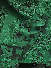 preiswerte Bodenlänge-Grün Schwarz und Weiß A-Linie Brautmutter Kleid Elegantes Vintage Hemdkragen Bodenlang Stretchstoff Langarm mit