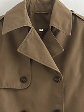 preiswerte Hemdjacken-Damen Freizeitjacke Bequem Knöpfe Tasche Mode Modern Einfach Täglich Ausgehen Doppelreihig Regulär Umlegekragen Normale Passform Langarm Oberbekleidung Schwarz Braun Khaki Herbst Winter