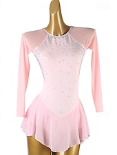 voordelige Schaatsjurken-Kunstschaatsjurk Dames Voor meisjes Schaatsen Jurken Paars Zwart Wit Open achterkant Netstof Spandex Hoge Elasticiteit Opleiding Wedstrijd Kunstschaatskleding Klassiek Kristal / Bergkristal Lange mouw