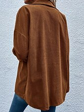 abordables vestes décontractées-Femmes Veste Décontractée Confortable Avec Poches Boutons Extérieur Occasionnel Uni Sortir Décontracté Quotidien Week-end Simple Boutonnage Régulier Col Rabattu Coupe régulière manche longue