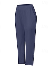 abordables Pantalon uni en coton et lin-Femmes Pantalon en coton et lin Pantacourt Mode Occasionnel Longueur cheville Taille Moyenne Uni Taille Élastique Respirant Confortable Rue Tenue quotidienne Sortir Noir Blanche bleu marine Bleu Ciel