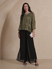 voordelige Elegante topjes-Dames Kanten overhemd Blouse Geklede topjes Chiffon-topjes Effen Kleur Bloemig Elegant Stijlvol Casual Halve mouw Flutter mouw Boothals Normale tops Bruiloft gast Werk Dagelijks Asymetrische zoom