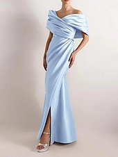 cheap YELLOW-Yellow Dress High Fashion Mustard Dress Mermaid / Trumpet Evening Gown Cocktail Dress Formal Wedding Floor Length Sleeveless Off Shoulder Satin with Ruched Details Slit 2025