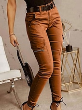 cheap Women&#039;s Cargo Pants-Women&#039;s Cargo Pants Pants Trousers Fashion Streetwear Full Length Natural Solid Colored Pocket Comfortable Micro-elastic Sports &amp; Outdoor Daily Wear Dark Brown Black Light Green Army Green Spring Fall