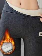 billige Fleece-fôrede leggings-Dame Fleecebukser Leggings Gatemote Fritid Full lengde Naturlig عادي Elastisk midje Hold Varm Dagligdagstøy Ut på byen Gateklær lysegrå Mørkegrå Vinter Normal