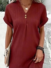 ieftine Rochie simplă-Rochie Mini Femei Rochie Corset Rochie T Shirt Rochie Tee Rochie Shift Rochie Casual Vacanță Daily Regular Fit Grafic Mâneci Scurte Guler în V Negru Roz Vin Albastru Vară