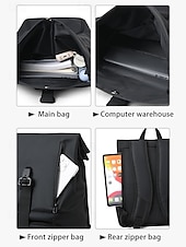 abordables Sacs à dos de Collège-Sac à dos de voyage imperméable pour homme avec compartiment à chaussures, design simple à enroulement, tissu Oxford durable, adapté à l&#039;école, à la salle de sport, aux déplacements quotidiens et aux week-ends
