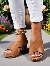 abordables Sandalias Informales-Sandalias de tacón grueso con tiras cruzadas para mujer: sandalias estilo mule vintage de verano para fiestas en el jardín, vacaciones y eventos diurnos.