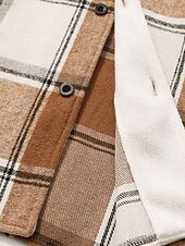 baratos Casacos &amp; Sobretudos para Homem-Homens jaqueta leve Jaqueta de Camisa Jaqueta casual Cabana Férias Diário Respirável Bolsos Primavera Outono Xadrez Moda Clássico Lapela Padrão Preto cáqui Casaco