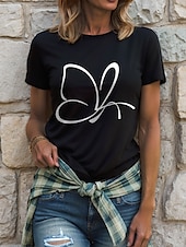 abordables T-shirt Animaux-Femmes T-shirt Graphique Animal ancien Élégant Classique Manche Courte Col ras du cou Col rond Hauts Réguliers Quotidien Week-end Imprimé Noir Blanche Rose Claire Rouge Bleu Été Printemps