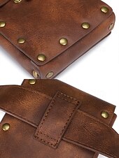 billiga Crossbodyväskor-Bohemisk westernmidjeväska i konstläder för kvinnor med vintagespänne, retro nitdetaljer och handsfree-telefonhållare, lämplig för festivaler, resor och dagligt utomhusbruk