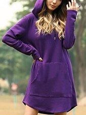 abordables Robe Simple-Femmes Mini Robe Robe fourreau Occasionnel Extérieur Sortir Coupe régulière Couleur Unie manche longue À capuche Noir Jaune Rouge Bleu Printemps Automne Hiver