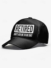 preiswerte Herrenhüte-Lustige schwarze Baseballkappe für Herren mit „Retired“-Aufdruck – verstellbare Baumwollmütze für Rentner, lässige Outdoor-Kleidung und Scherzgeschenke